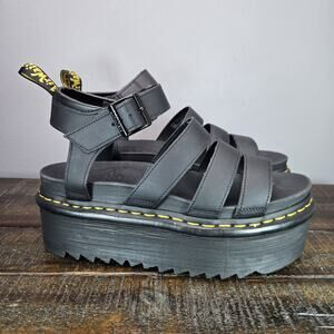 NEW Dr Martens Blaire Quad Womens Size 9 Platform Sandals Black Leather Shoes